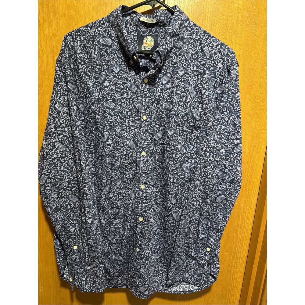 Reyn Spooner Blue Hawaiian Long Sleeve Button Down Shirt Resort Women's Medium